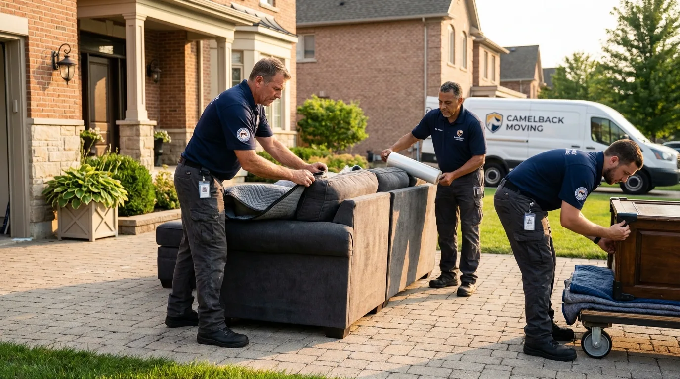Large estate moving crew wrapping furniture in Charenton, LA